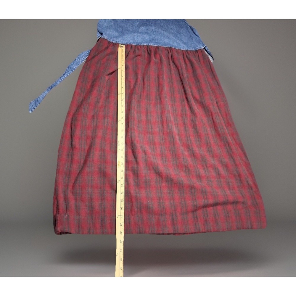 Vintage Woolrich Overall Dress Red Plaid Flannel Pinafore Jumper Country Medium - Picture 7 of 16